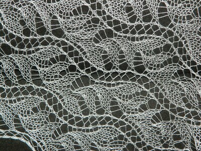 Lace scarf shawl stole wrap hand made knitted gift for women  silk silver grey color - image4